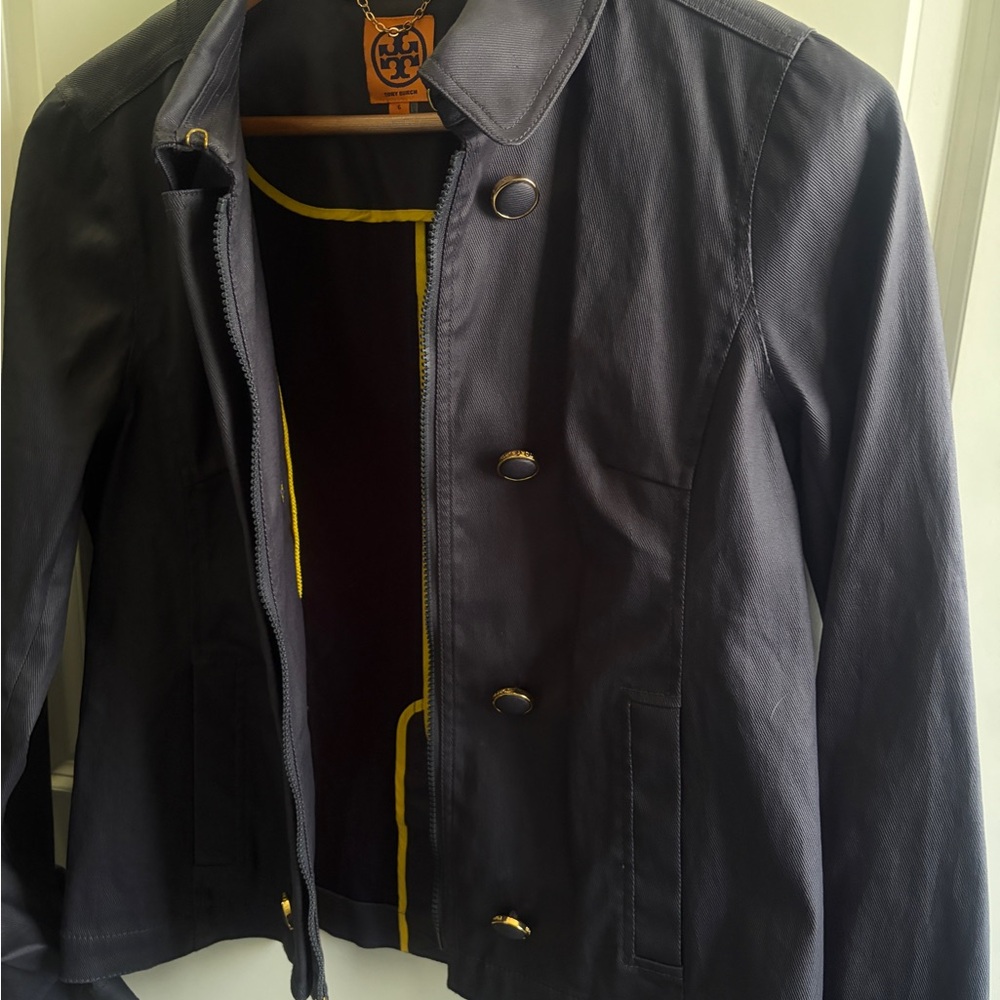 New Without Tags Tory Burch size 6 Women’s Navy Blue nautical 2-wayZip-Up Jacket - Picture 8 of 14